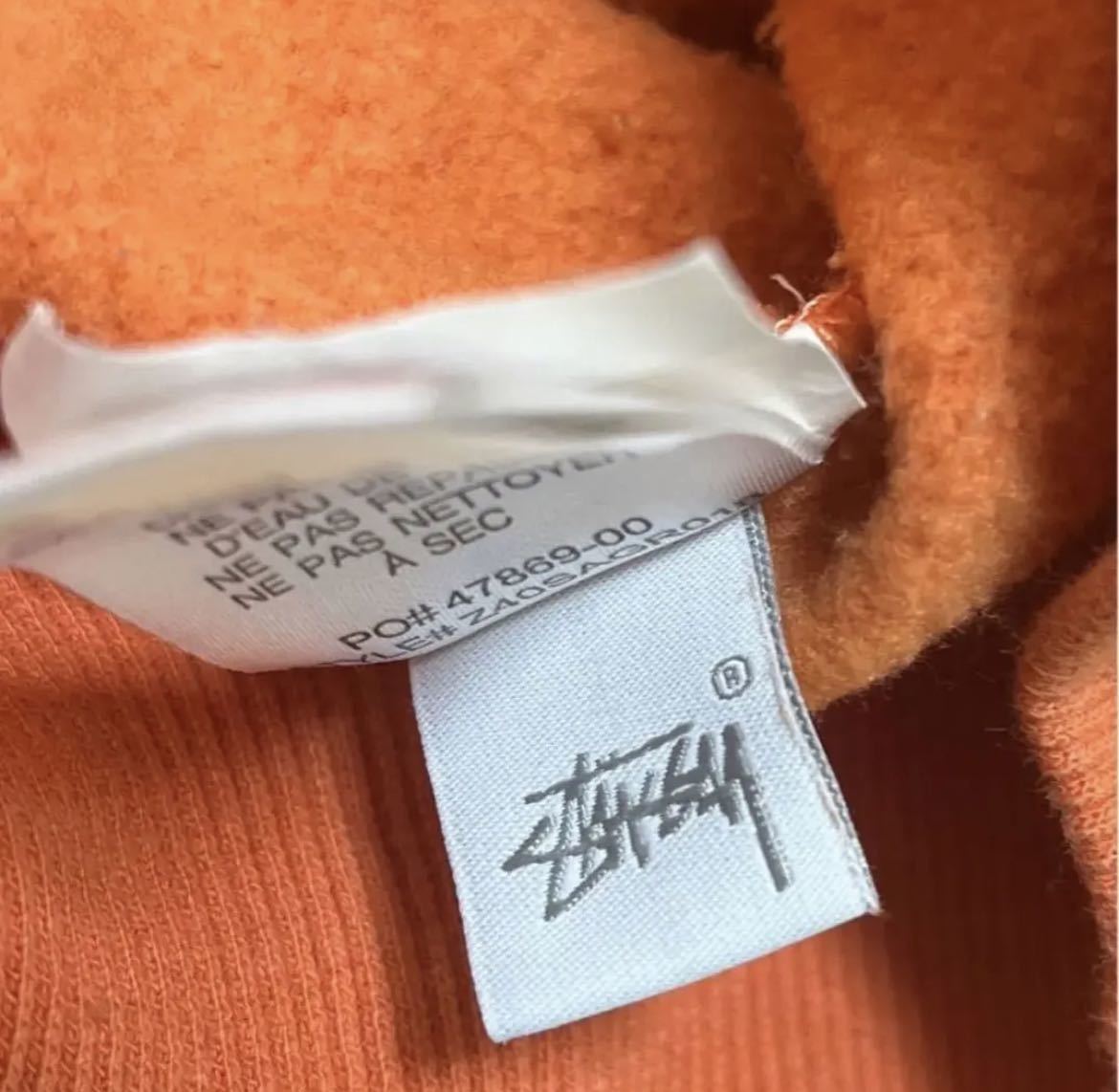 stussy Stussy long sleeve Parker sweat pull over te Caro go size S orange f-ti reverse side nappy free shipping 