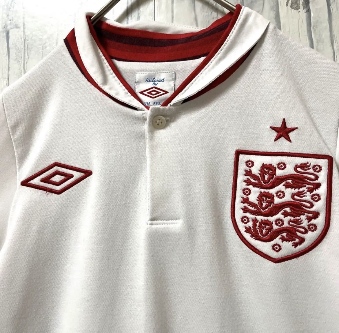 UMBRO アンブロ サッカー イングランド代表 ユニフォーム ゲームシャツ 半袖 刺繍ロゴ ワッペン サイズL 送料無料