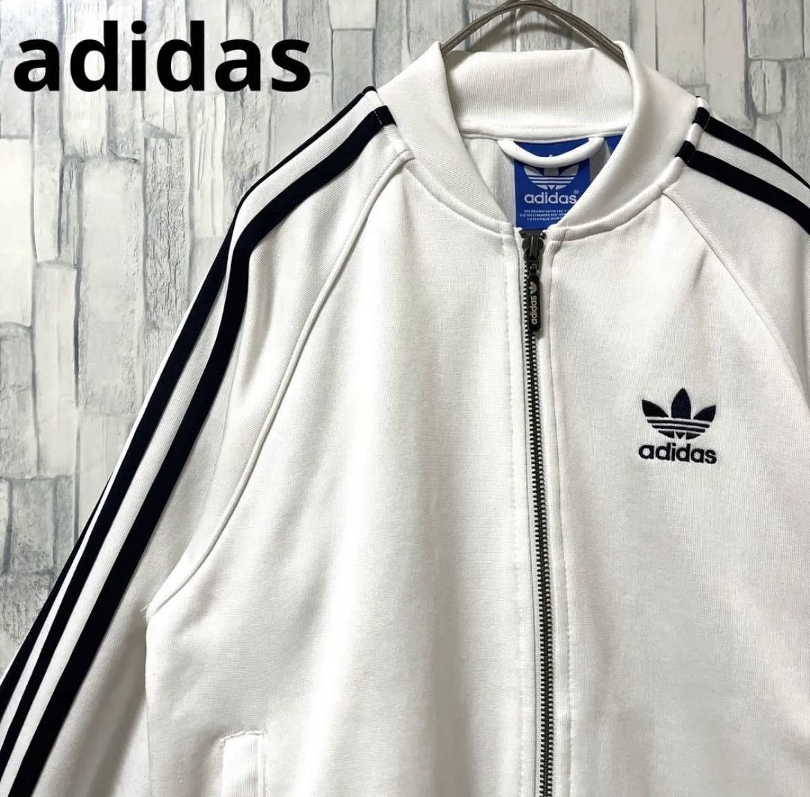 adidas Adidas джерси сверху спортивная куртка S ATP модель белый to зеркальный . il длинный рукав 3 линия 3 полоса вышивка Logo бесплатная доставка 