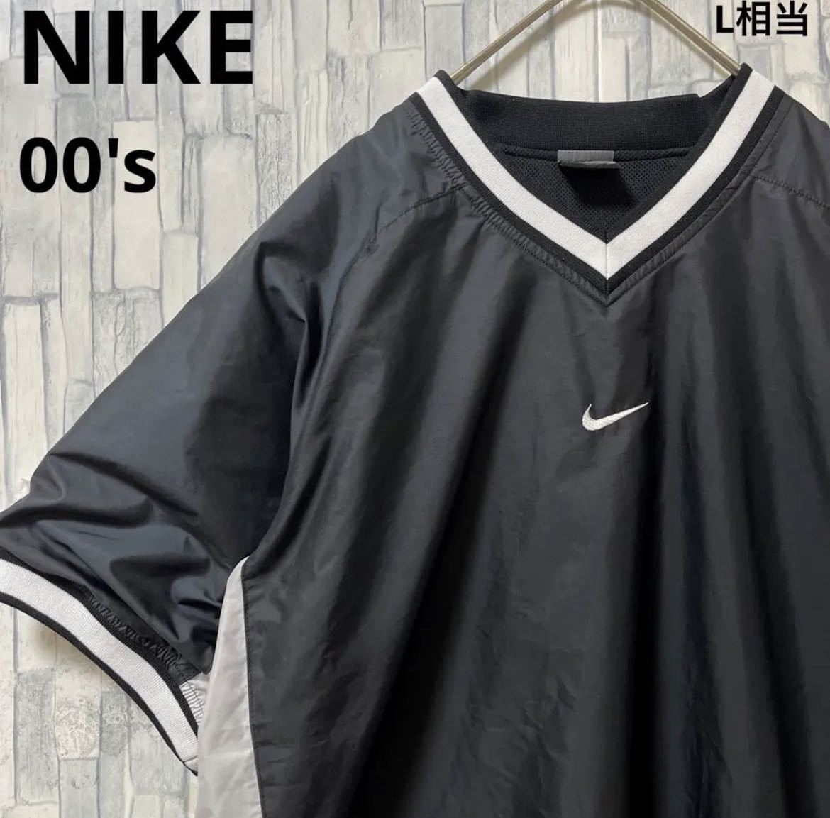 NIKE ナイキ ナイロンプルオーバー ナイロンジャケット M 半袖 シンプルロゴ センターロゴ 刺繍ロゴ スウォッシュ 00s 2000年代 送料無料