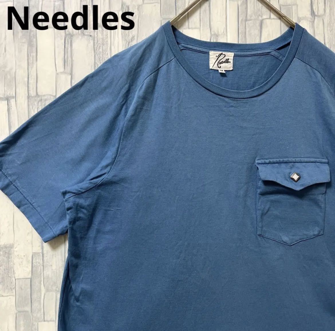 Needles ニードルズ Tシャツ ポケT ポケットTシャツ 半袖 サイズM くすみブルー ネペンテス 送料無料_画像1