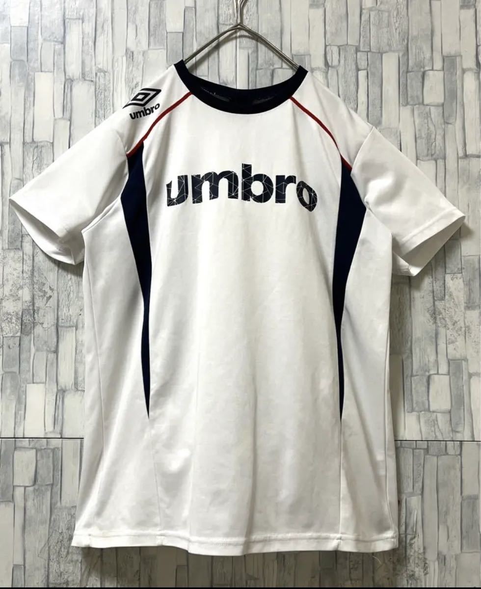 UMBRO アンブロ リンガー ネック Tシャツ ゲームシャツ サイズM ホワイト 半袖 デカロゴ ビッグロゴ 送料無料_画像2