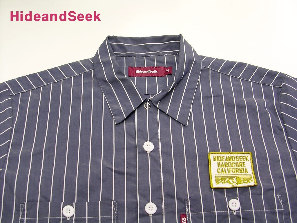 M ￥19,224【HideandSeek WORK S/S SHIRT NAVY ハイドアンドシーク ワークシャツ Hide and Seek Hide&Seek】_画像4