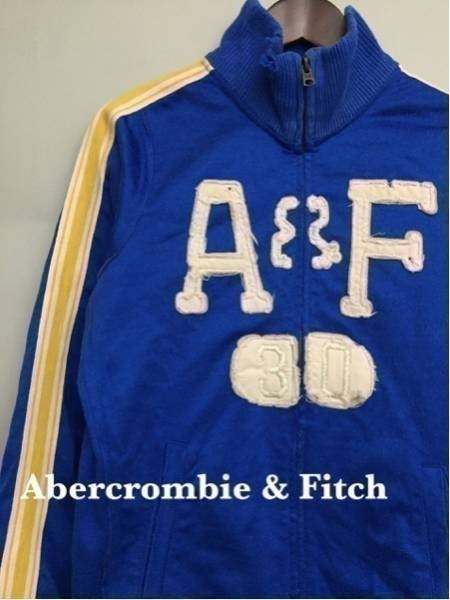 *! Abercrombie & Fitch long sleeve sweat jacket jersey Zip up damage processing men's S size blue &