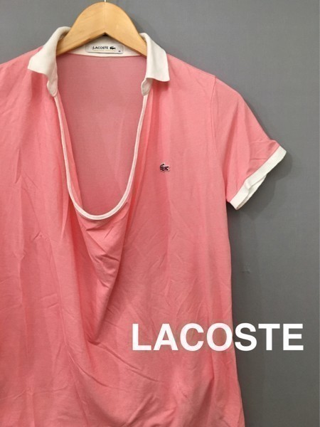 ◎□ ラコステ 半袖シャツ 銀ワニ レディース 36 LACOSTE &