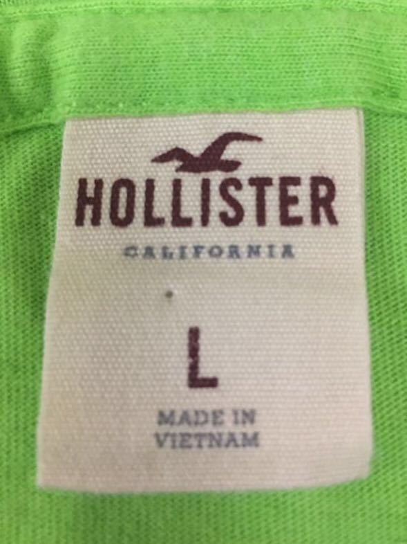 ホリスター HOLLISTER ロンT フード 長袖 プリント ライトグリーン レディース Lサイズ !●&