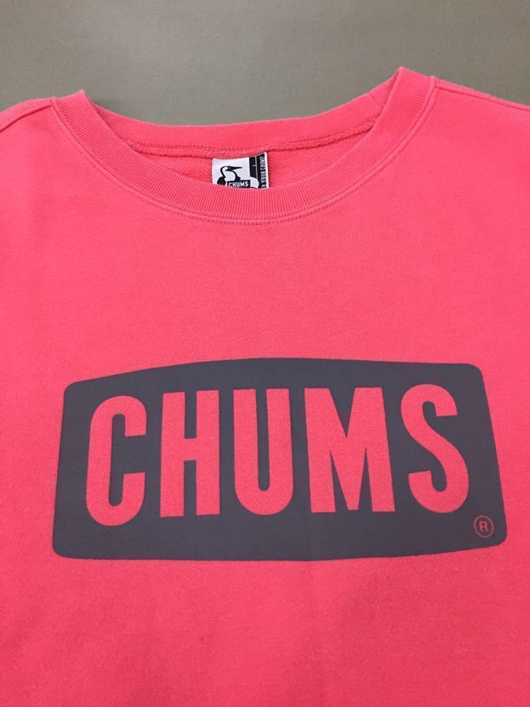 チャムス CHAMS アウトドア ボート ボックスロゴ スウェット Ｔシャツ 半袖 ピンク メンズ Sサイズ !★&