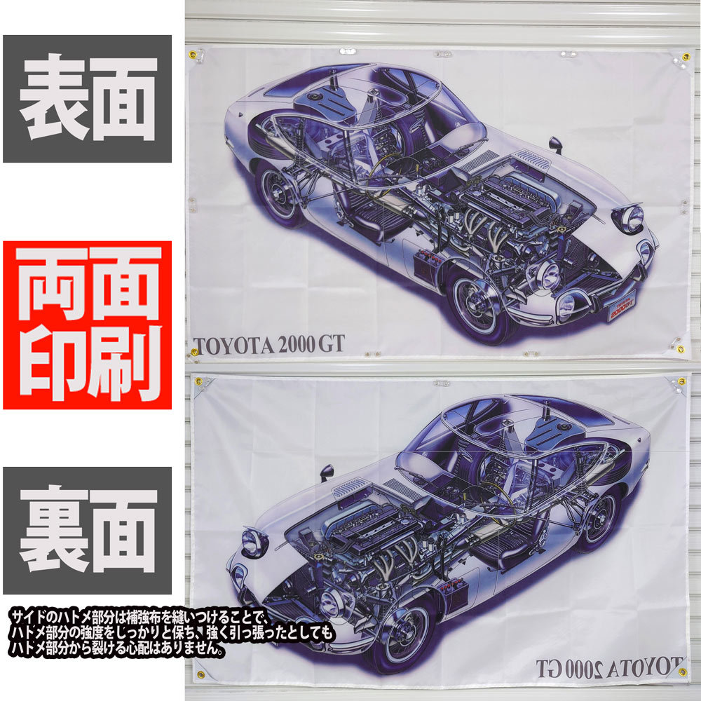 TOYOTA 2000GT フラッグ ■高品質 P300 タペストリー ガレージ装飾 トヨタ ケンメリ ハコスカ GTR 当時物 旗 バナー 旧車 ポスター_画像6