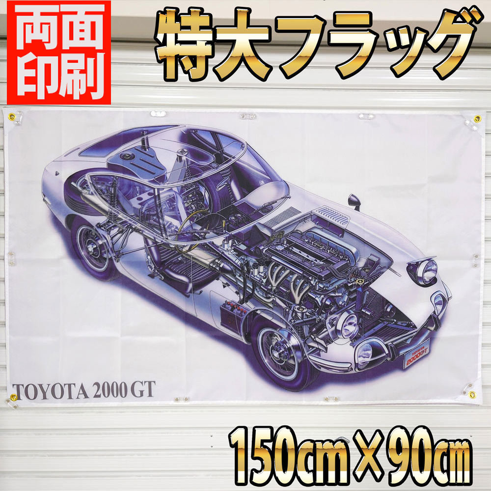 TOYOTA 2000GT フラッグ ■高品質 P300 タペストリー ガレージ装飾 トヨタ ケンメリ ハコスカ GTR 当時物 旗 バナー 旧車 ポスター_画像5