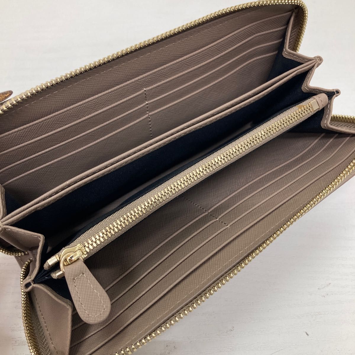 新品 BARCOS 長財布 牛革 L字 ベージュ 財布 ラウンド型 バルコス