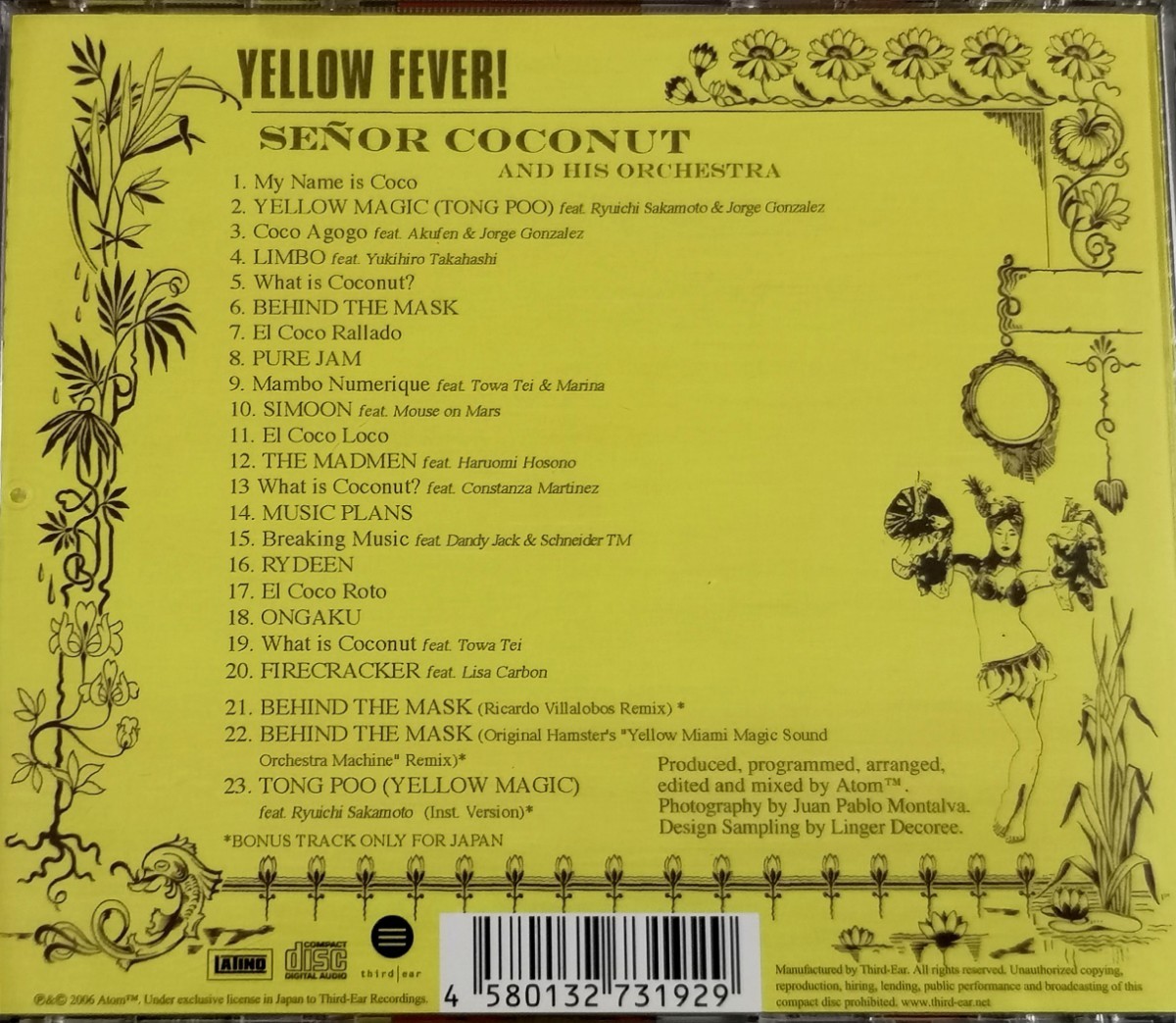 【SENOR COCONUT PLAYS YMO】 国内ボーナストラック3曲/3 BONUS TRACKS/ATOM HEART/ATOM TM/YELLOW MAGIC ORCHESTRA/RICARDO VILLALOBOS/CD_画像2