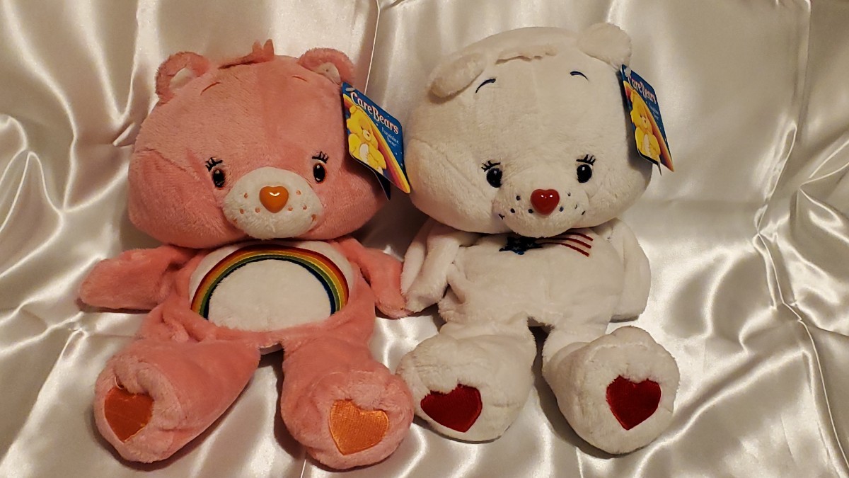 タグ付き ケアベア Care Bears ぬいぐるみ アメリカケアベア チアベア 白 ピンク パペット 指人形 くま 2点セット _画像3