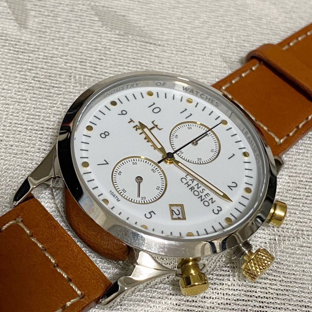 TRIWAtoliwa chronograph unisex wristwatch silver 38mm new goods unused long-term keeping goods battery replaced LANSEN