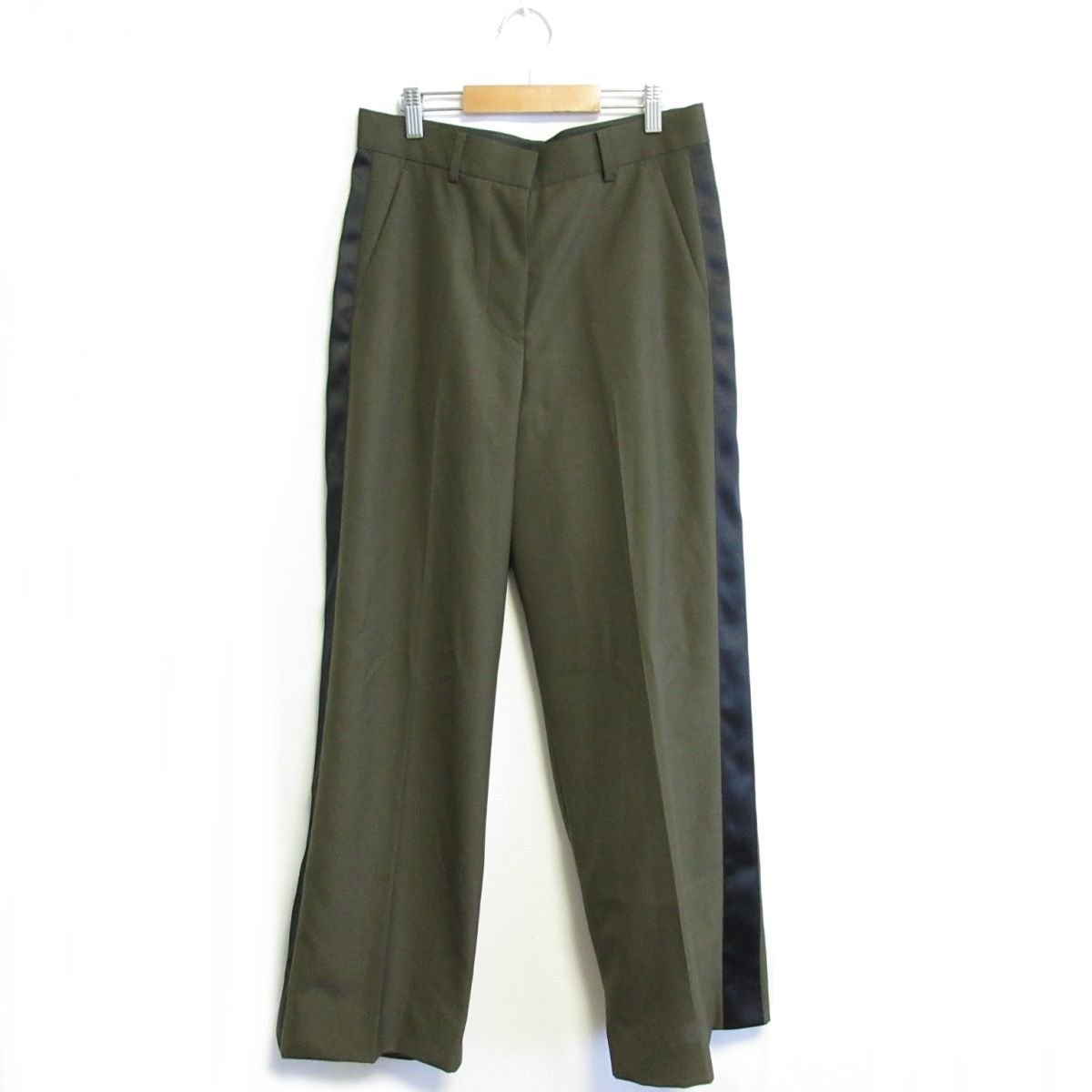 美品 22SS sacai サカイ Suiting Pants サイドライン スーチングパンツ ワイド スラックスパンツ 22-05905 2 カーキ×ブラック
