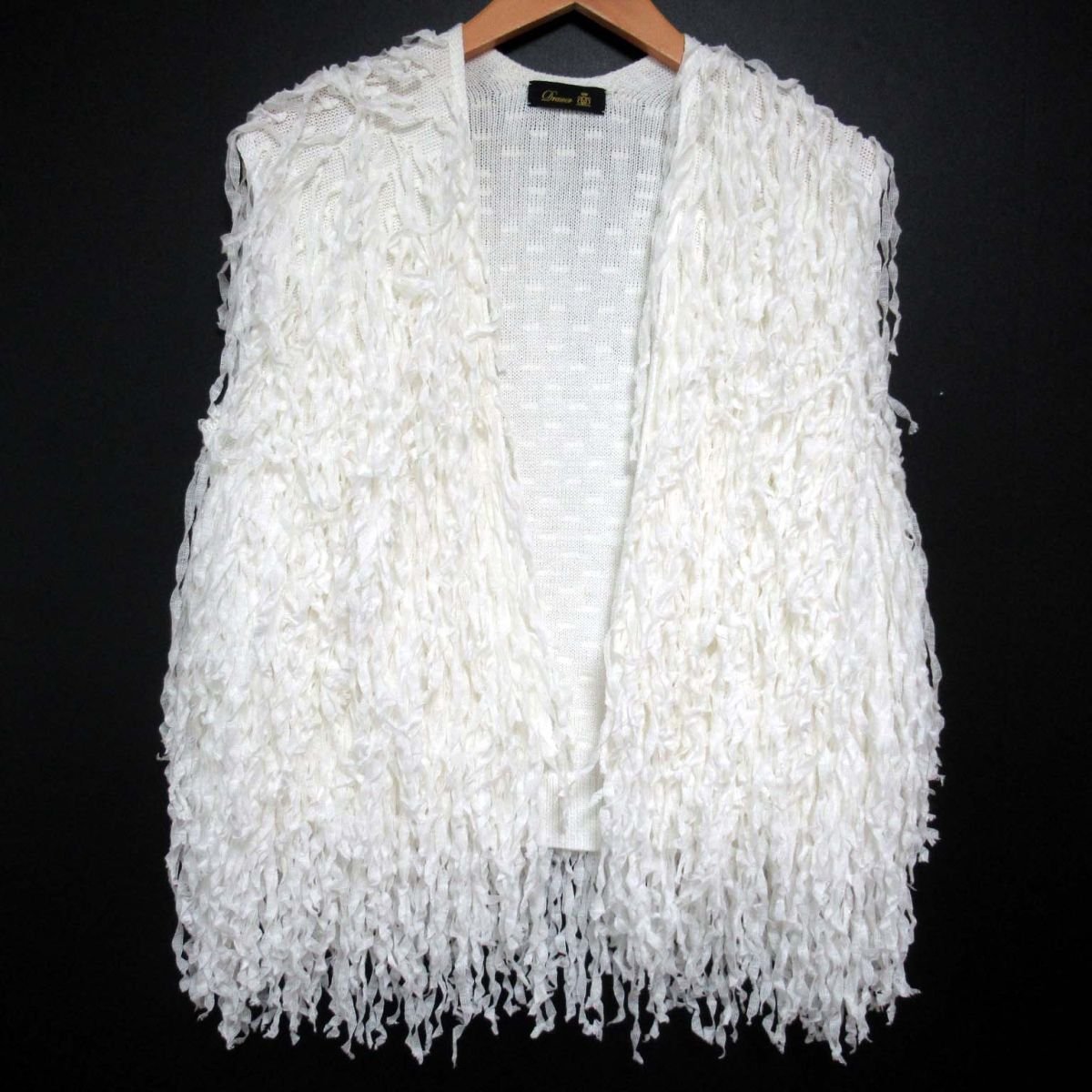  beautiful goods Drawer Drawer linen× silk front opening fringe knitted the best white 