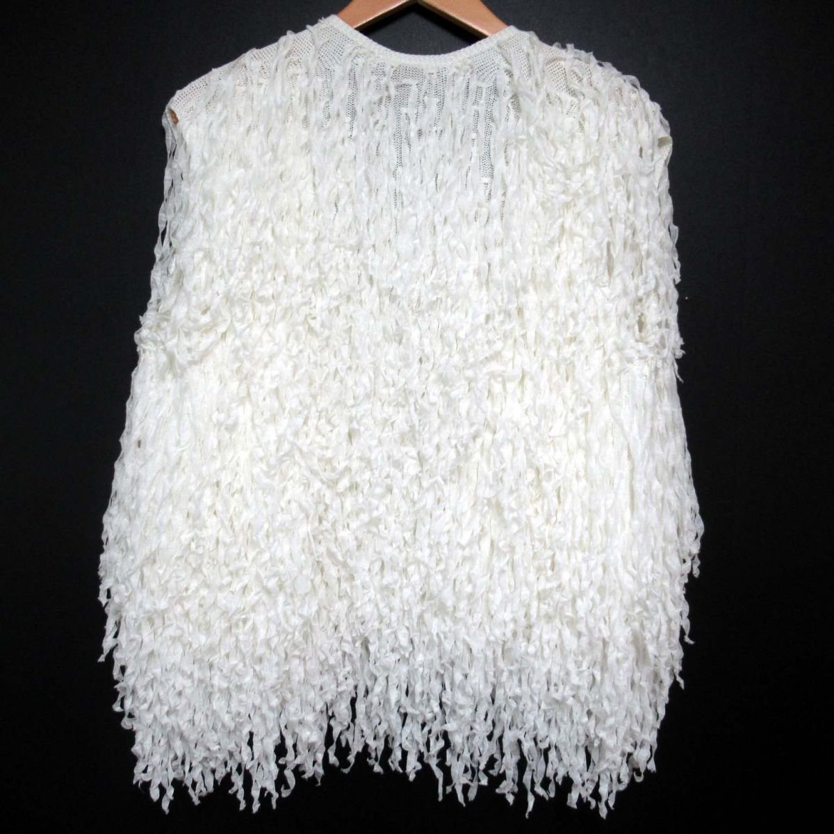  beautiful goods Drawer Drawer linen× silk front opening fringe knitted the best white 