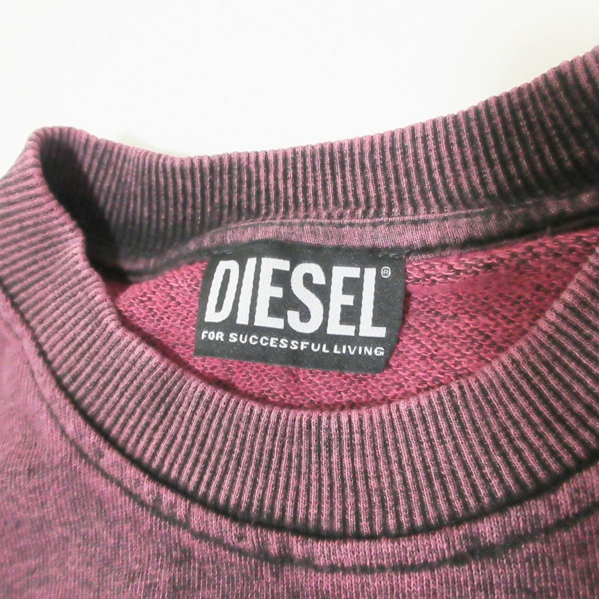 美品 DIESEL ディーゼル ヴィンテージ加工 長袖 スウェット トレーナー M パープル系 901_画像3