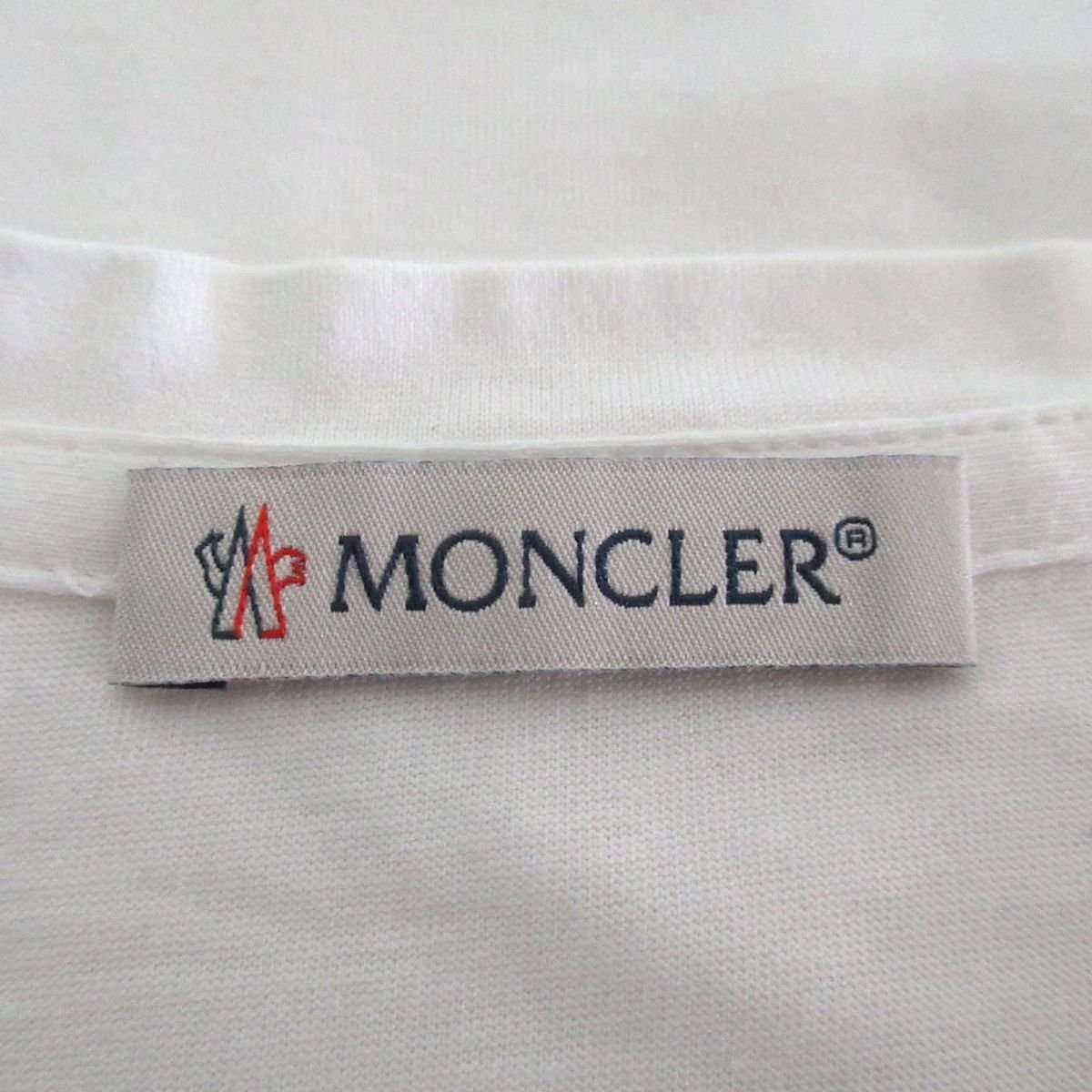クリーニング済 美品 MONCLER モンクレール 2017年モデル ミニワッペン クルーネック 半袖 Tシャツ カットソー XSサイズ ホワイトの画像9