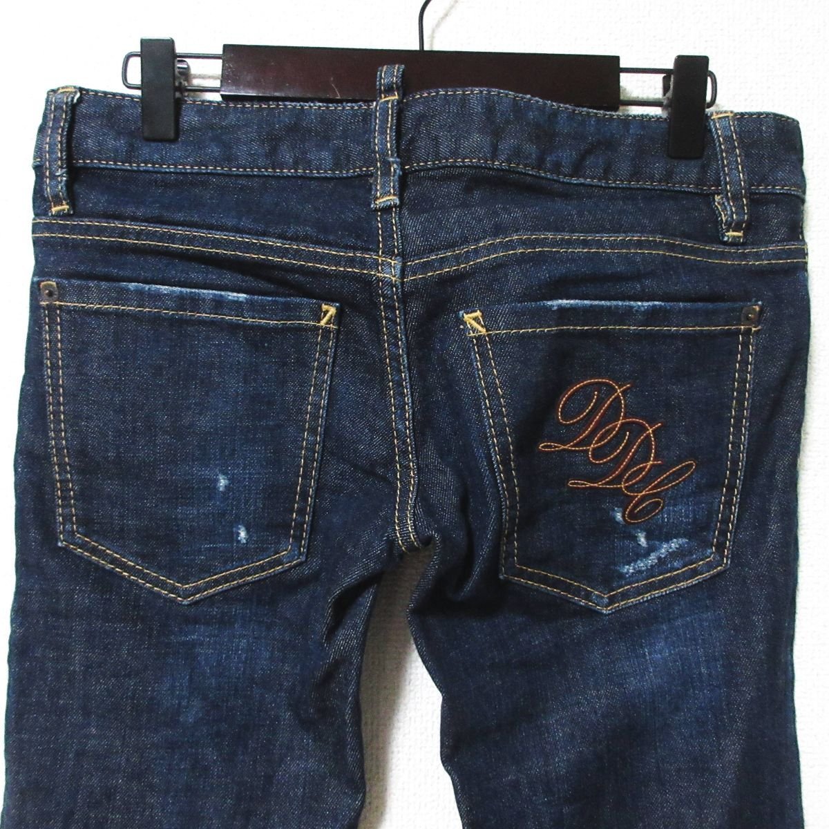 美品 DSQUARED2 ディースクエアード Pat jean ダメージ加工 ロールアップ クロップド デニムパンツ ジーンズ サイズ38 インディゴの画像5