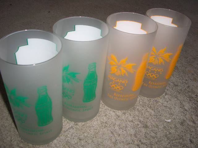 コカコーラ ノベルティー グッズ 長野オリンピック 1998 グラス ガラス コップ 未使用 /4つセット/460_画像4
