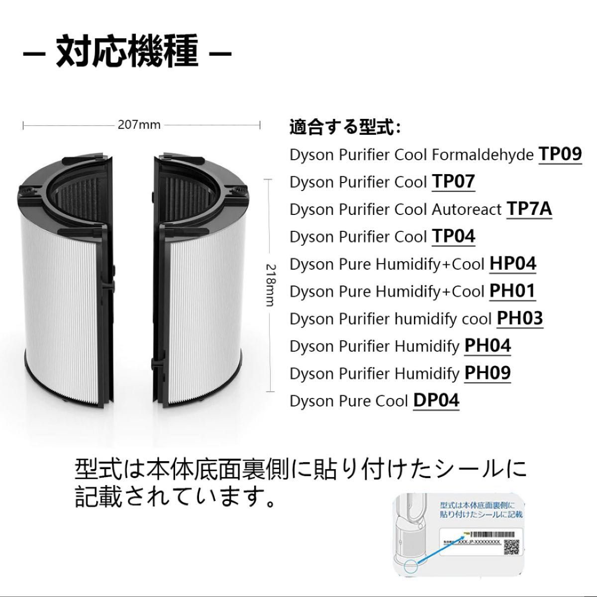 Dysonダイソン フィルター 一体型リサイクルグラス HEPA 活性炭 互換