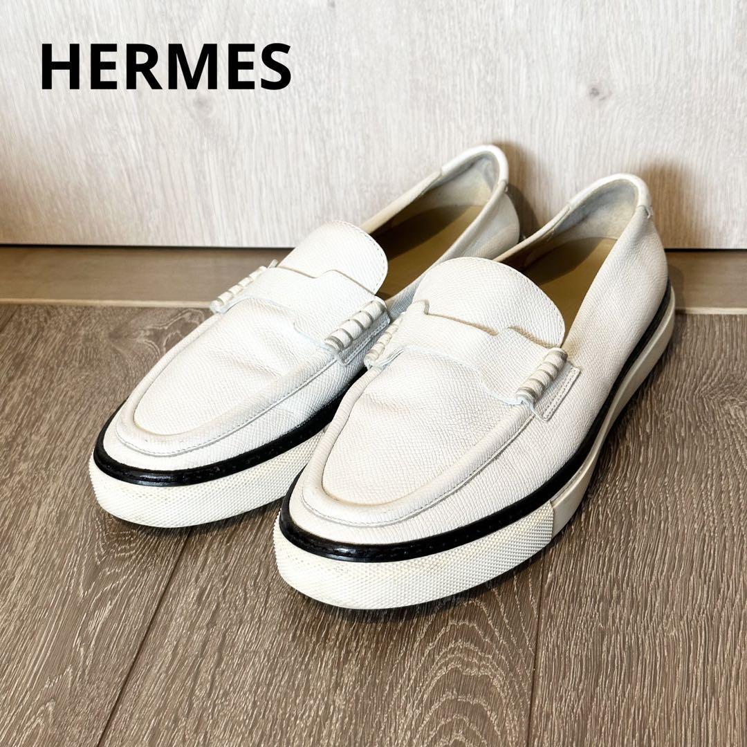 HERMES エルメス スリッポン ホワイト-