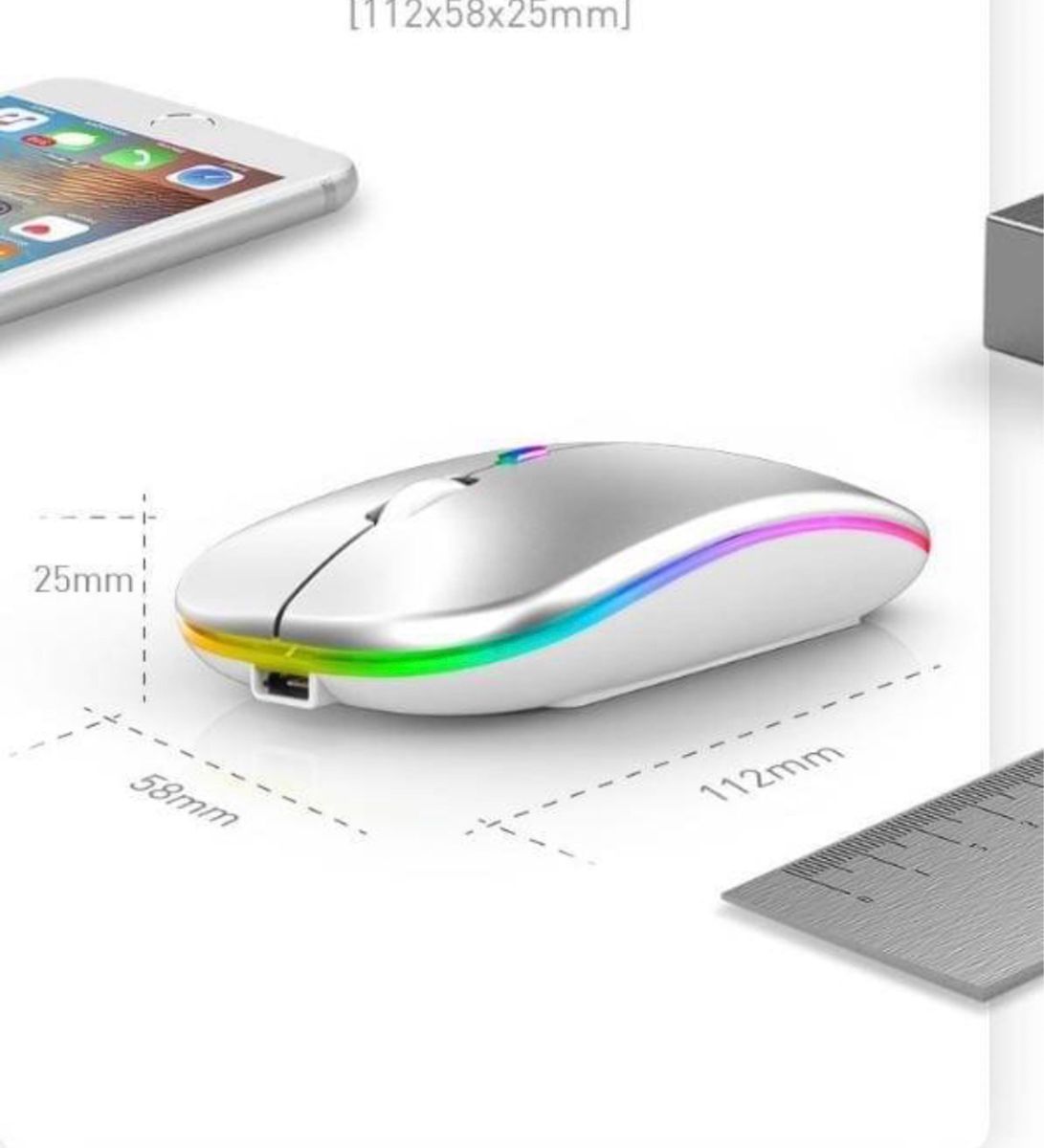 【値下げ】LEDワイヤレスマウス Bluetooth 軽量 薄型 USB 無線 静音 白