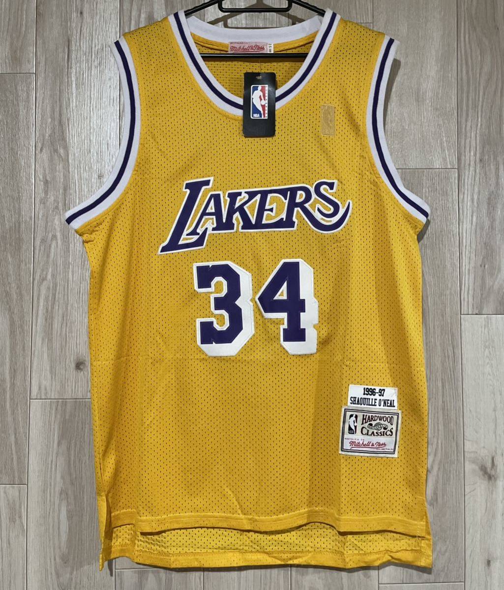 即発送可能】 LAKERS NBA O'NEAL NBA 刺繍 XXL 黄 ジャージ ゲーム