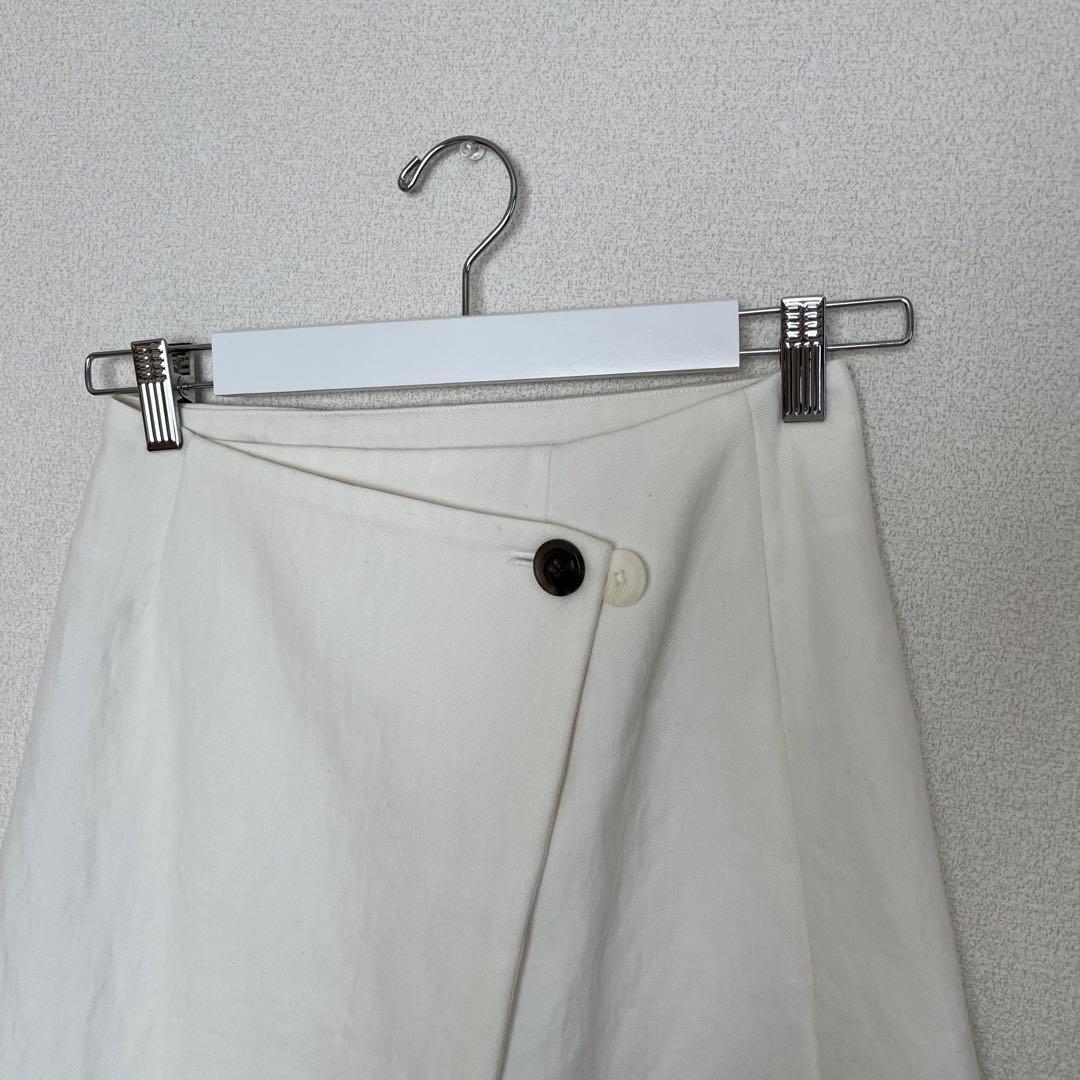 高級婦人服 訳ありお安く☆IENA イエナ ラップスカート コットン ホワイト cotton white skirtの画像3