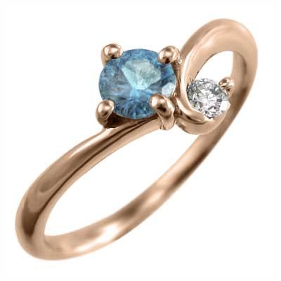 高質で安価 指輪 ブルートパーズ(青) 天然ダイヤモンド 11月の誕生石
