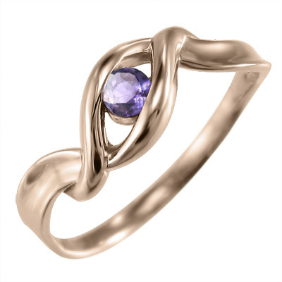 指輪 1粒 石 アメジスト(紫水晶) 2月の誕生石 18金ピンクゴールド