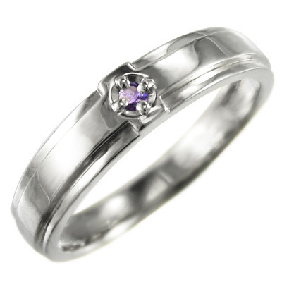 指輪 一粒 十字架 アメシスト(紫水晶) 2月誕生石 白金（プラチナ）900_画像1