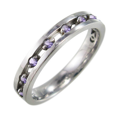 福袋 平らな指輪 9ピース 白金（プラチナ）900 アメシスト(紫水晶