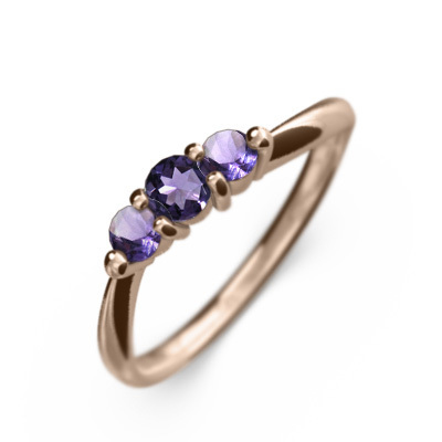 とっておきし福袋 指輪 k10ピンクゴールド 3石 アメジスト(紫水晶) 2月