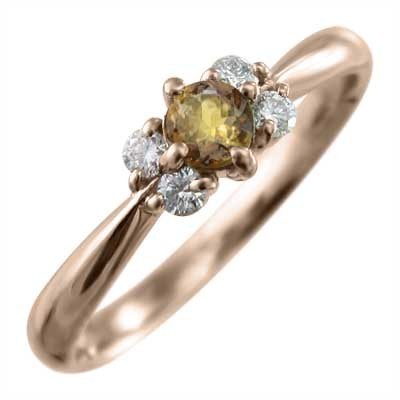 新しいエルメス 指輪 5石 11月誕生石 18kピンクゴールド (黄水晶