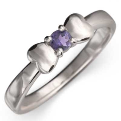 一番人気物 ギフト リボン 指輪 アメシスト(紫水晶) 1粒 2月誕生石 18k