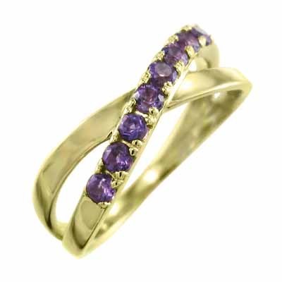 セール 誕生石 アメシスト紫水晶 指輪 kイエローゴールド