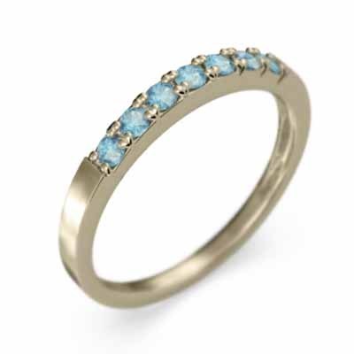 平らな指輪 ハーフ エタニティ 指輪 細身 指輪 ブルートパーズ 11月誕生石 k10イエローゴールド 幅約2mmリング 少し細め