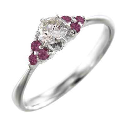 プラチナ900 結婚指輪 にも ルビー 天然ダイヤモンド
