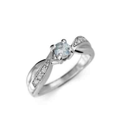 アクアマリン 天然ダイヤモンド オーダーメイド 結婚指輪 にも 白金（プラチナ）900 3月誕生石 中央石約3.3mm