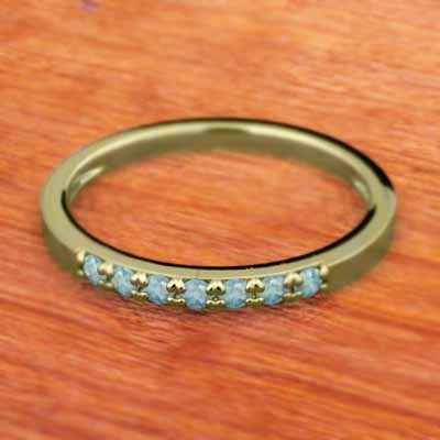 平らな指輪 ハーフ エタニティ 指輪 細身 指輪 ブルートパーズ k18イエローゴールド 幅約1.7mmリング 細め_画像3