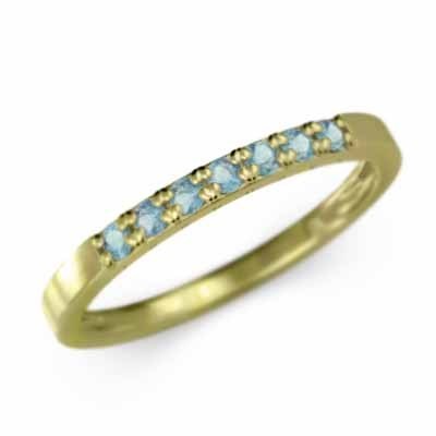 平らな指輪 ハーフ エタニティ 指輪 細身 指輪 ブルートパーズ k18イエローゴールド 幅約1.7mmリング 細め_画像4