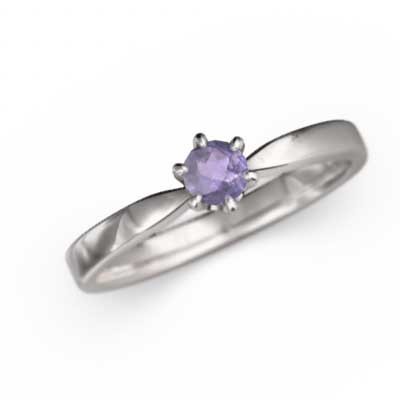 指輪 1粒 石 アメシスト(紫水晶) 2月の誕生石 白金（プラチナ）900