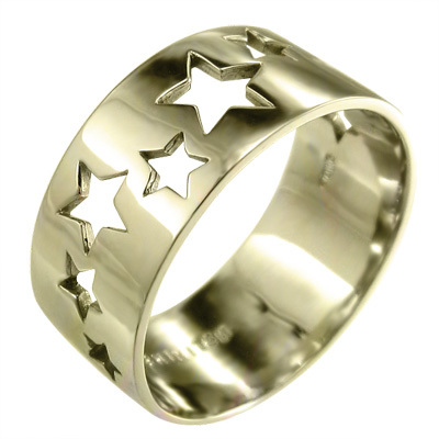 星抜き デザイン 幅広 指輪 平たい リング ピンキー 小指 リング イエローゴールドk10 特大サイズ