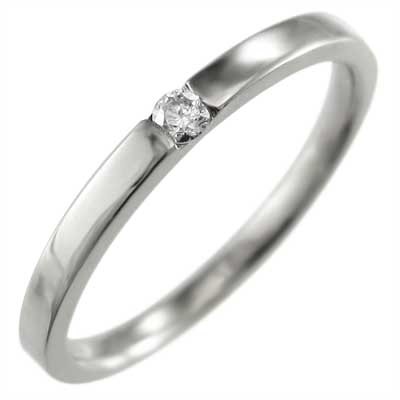 安価 ワタナベ リング 平打ち 結婚指輪にも 4月誕生石 18金ホワイト
