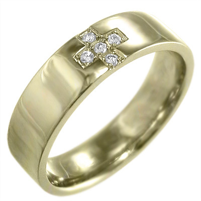 ファッション クロス リング イエローゴールドk10 ダイアモンド 結婚