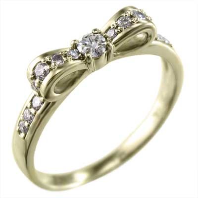 超歓迎された】 指輪 リボン ジュエリー 天然ダイヤモンド 4月誕生石