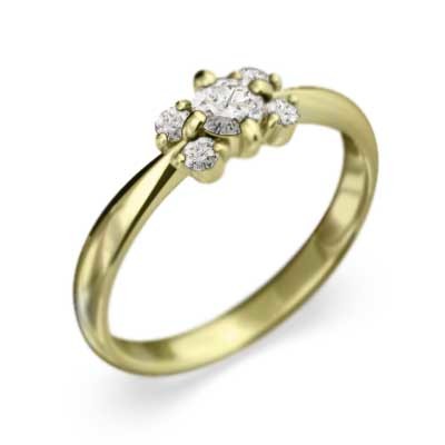 指輪 ダイアモンド デザイン フラワー 5ストーン 18金イエローゴールド 4月誕生石