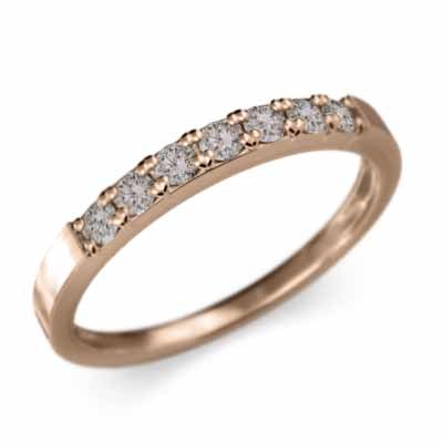 平打ち 指輪 ハーフ エタニティリング 細い リング ダイヤモンド k18ピンクゴールド 幅約2mmリング 少し細め