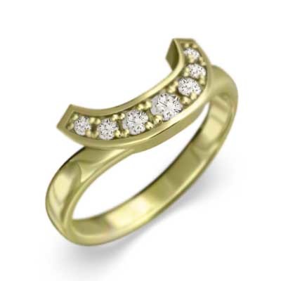 指輪 馬蹄タイプ ダイヤモンド 4月誕生石 18金イエローゴールド 変形馬蹄